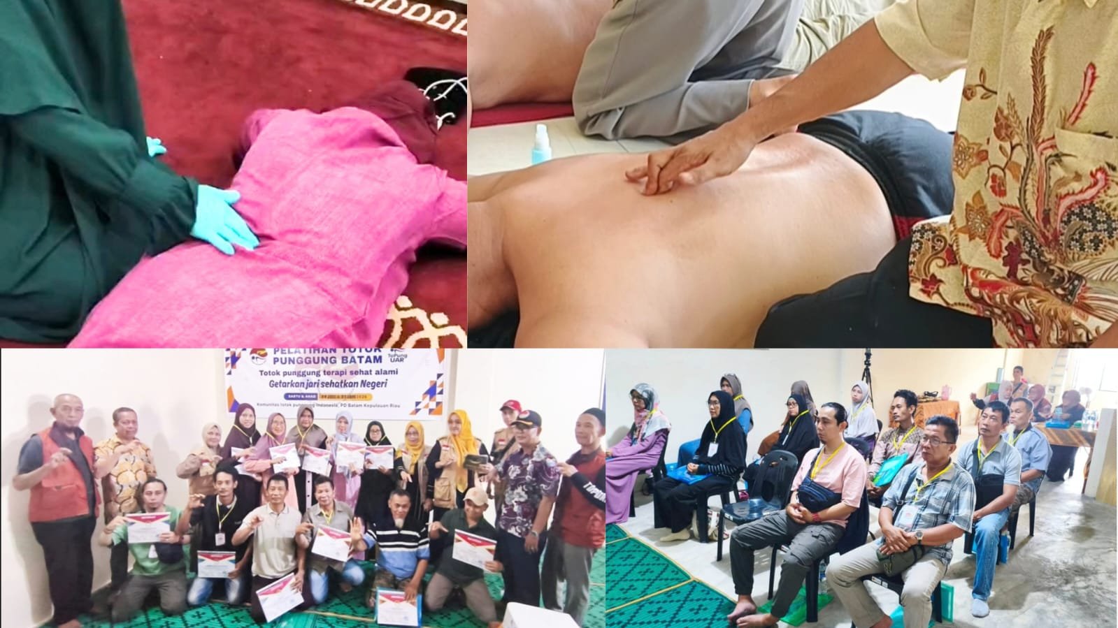 Kegiatan terapi dan pelatihan totok punggung Grha Sehat Cahaya Batam
